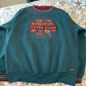 Vintage Jansport Notre Dame Teal and Burgundy Crewneck Sweatshirt